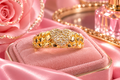 18K Gold Plated Gem Heart Nugget Ring