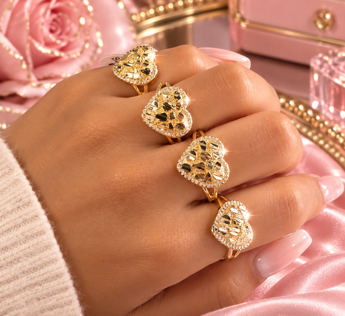 18K Gold Plated Heart Nugget Ring