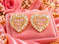 PINK DIAMOND HEART STUDS