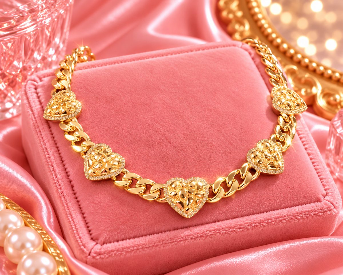 DIAMOND NUGGET HEART CHAIN