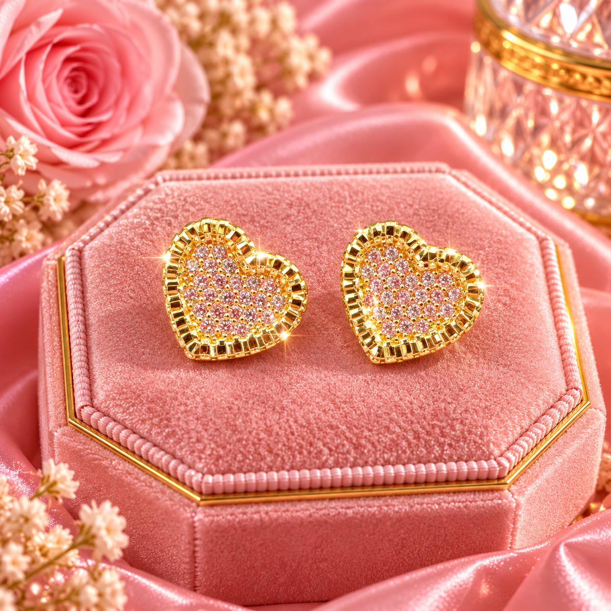 PINK HEART STUDS